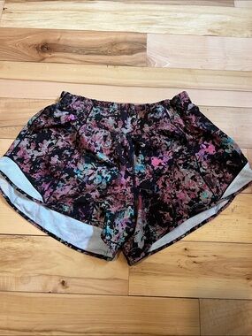 lululemon athletica Black Floral-Print Athletic Shorts